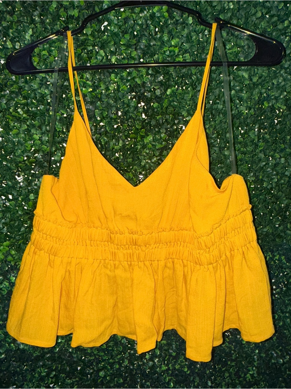 Women’s Mustard Yellow Smocked Peplum Cami Top - Size XL *NEVER WORN